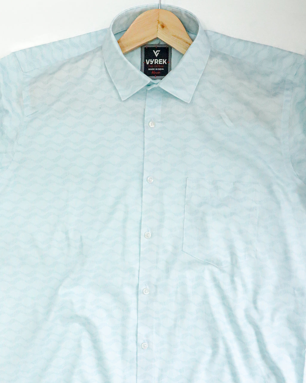 Men's Printed Cotton Satin Shirt | Wave Pattern