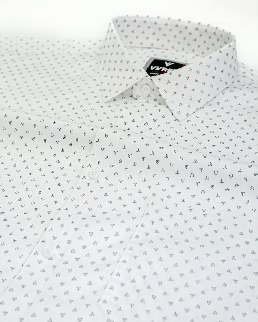 Men's Micro Print Cotton Satin Shirt | White