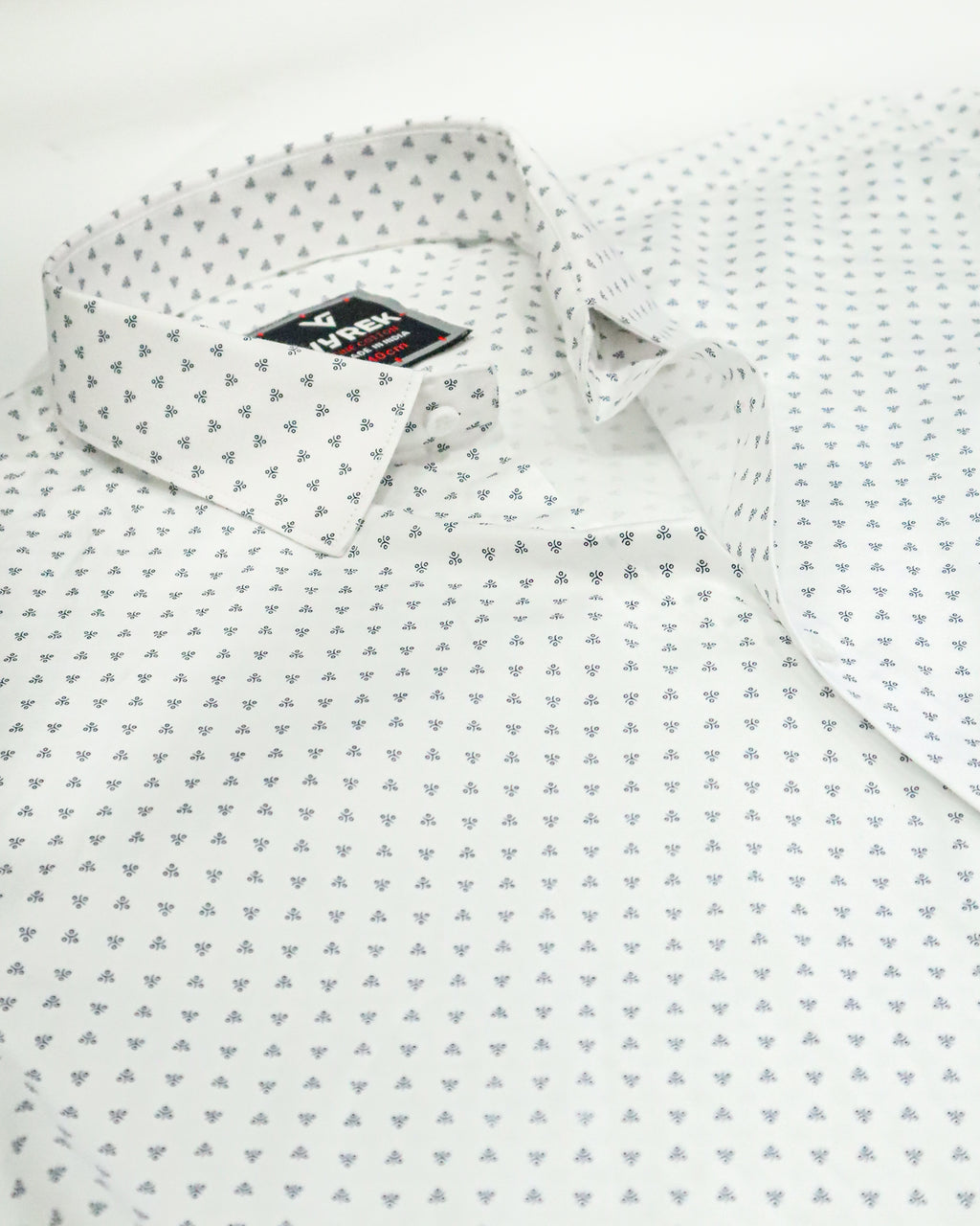 Men's Micro Print Cotton Satin Shirt | White