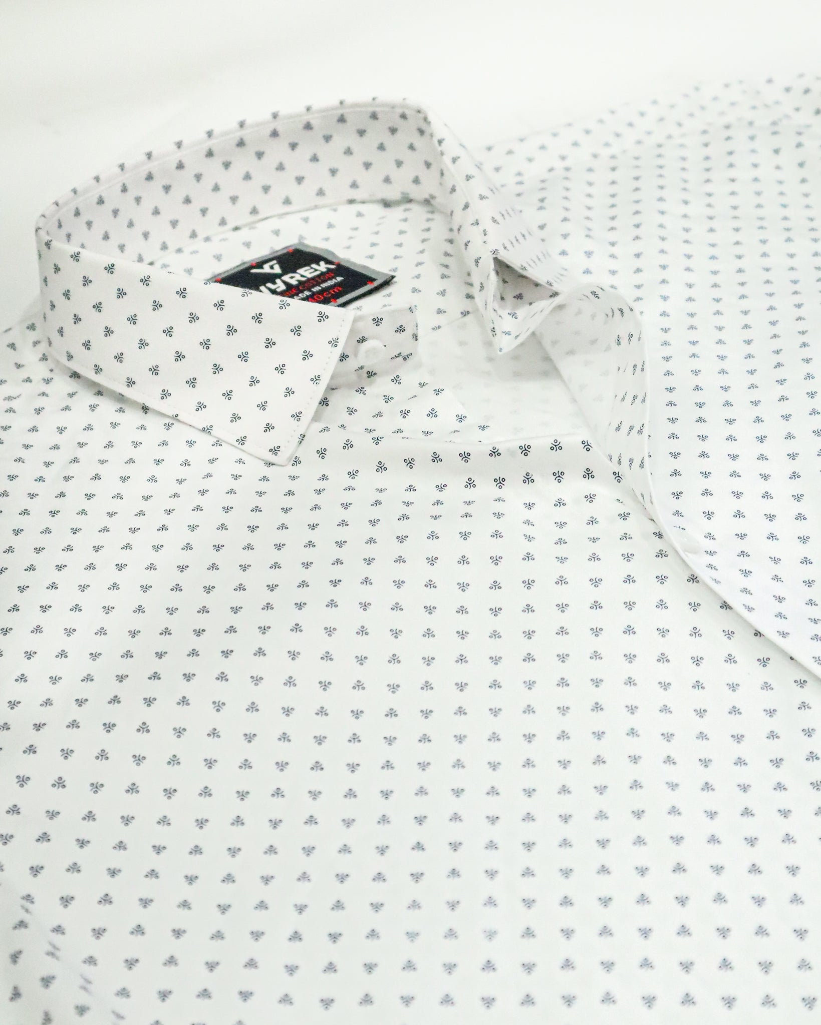 Men's Micro Print Cotton Satin Shirt | White