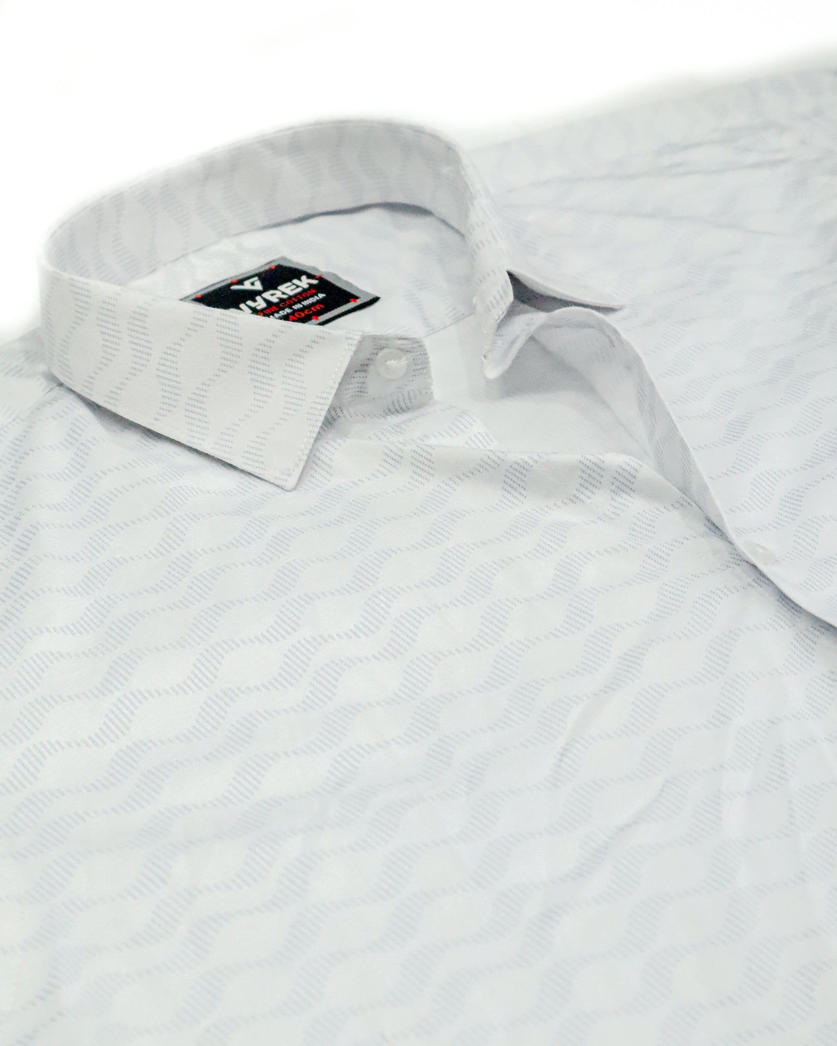 Men's Printed Cotton Satin Shirt | Wave Pattern | Silver