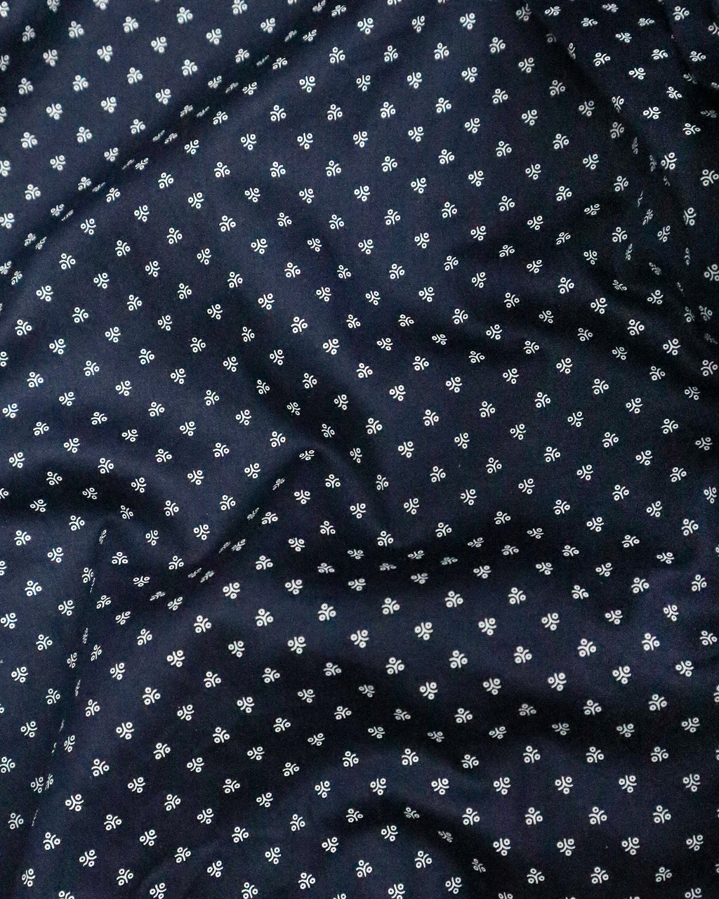 Men's Micro Print Cotton Satin Shirt | Navy Blue