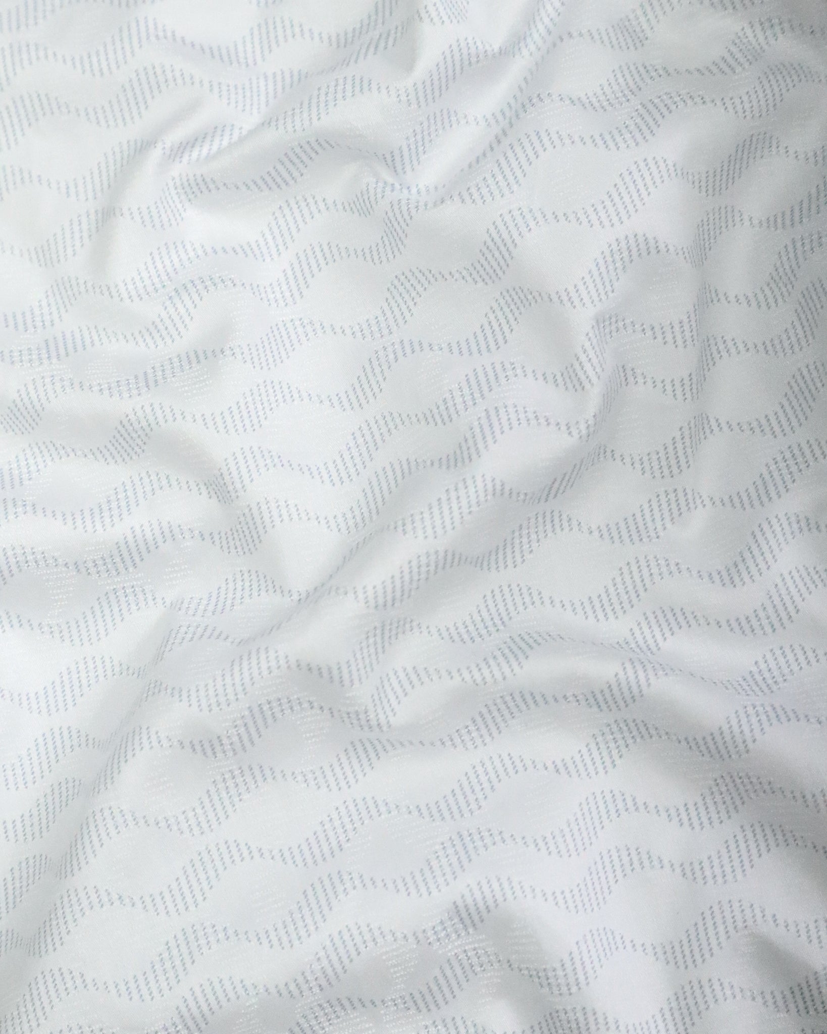 Men's Printed Cotton Satin Shirt | Wave Pattern | Silver