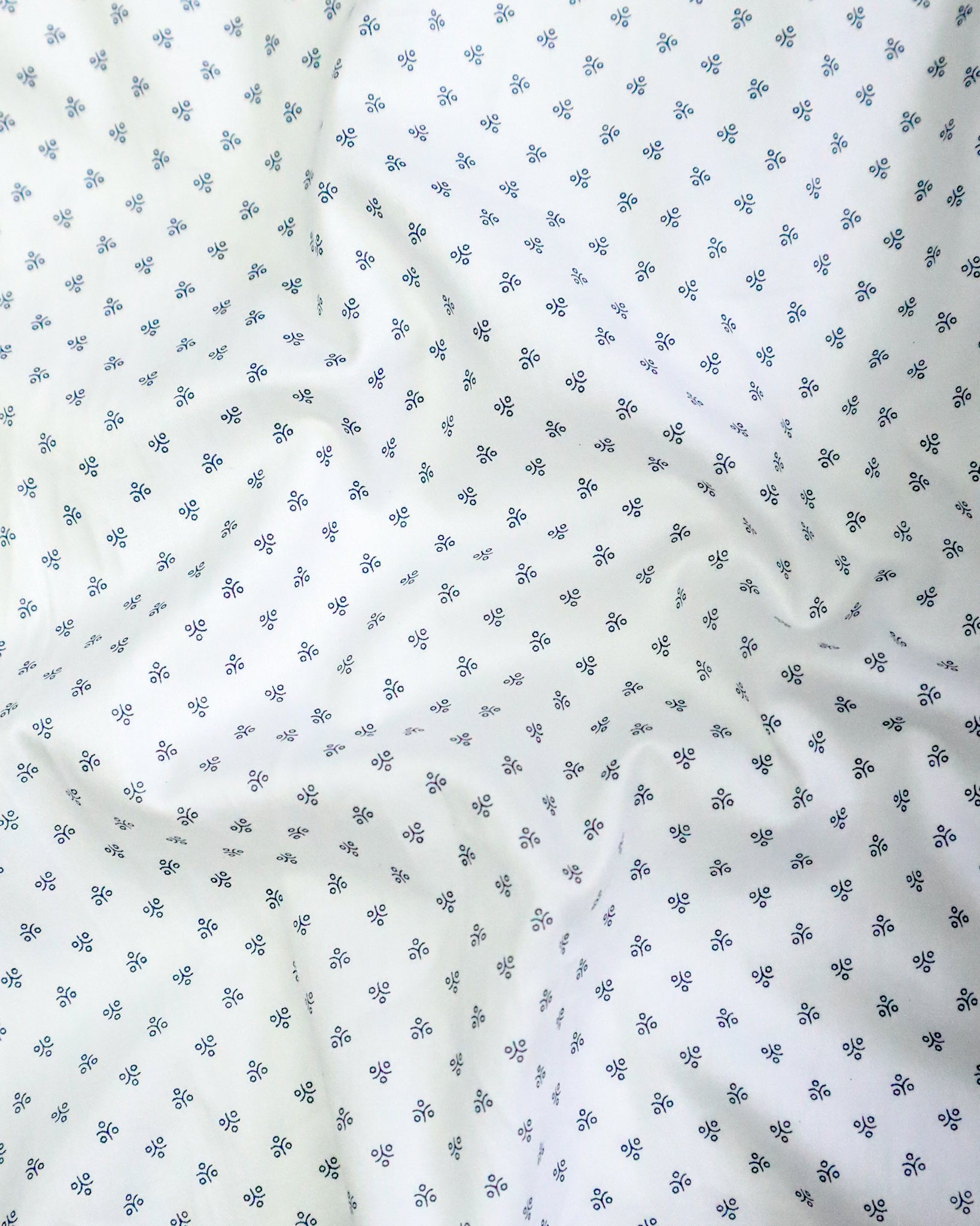 Men's Micro Print Cotton Satin Shirt | White