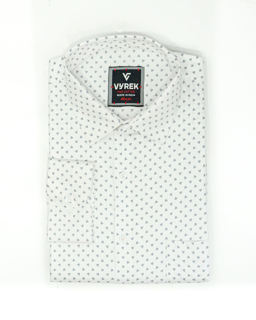 Men's Micro Print Cotton Satin Shirt | White