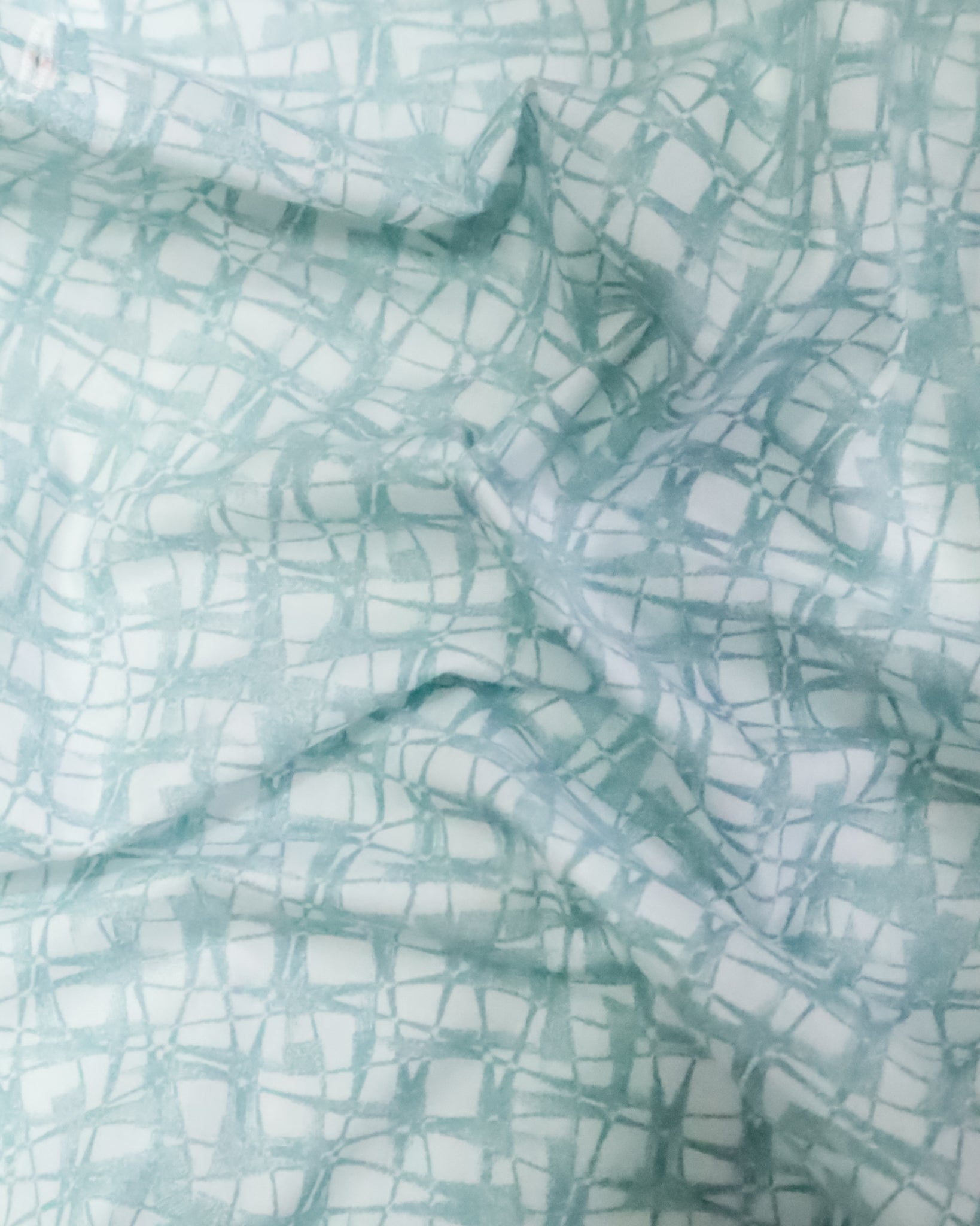 Men's Slim Fit White Distressed Grid Print Cotton Shirt