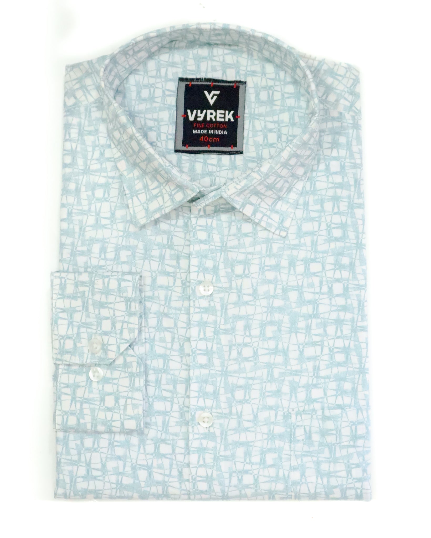 Men's Slim Fit White Distressed Grid Print Cotton Shirt