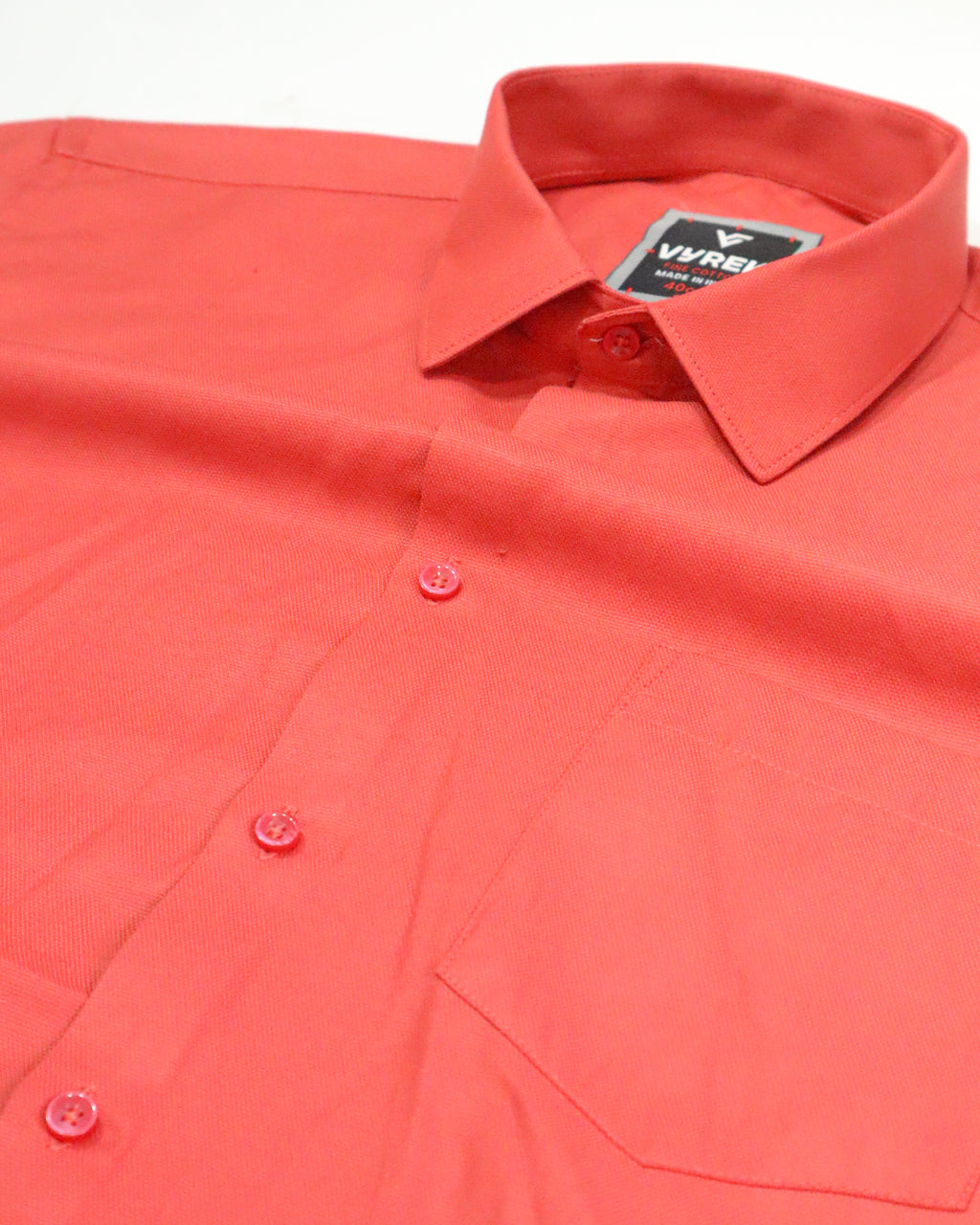 Men's Bold Red Oxford Poly Cotton Formal Shirt