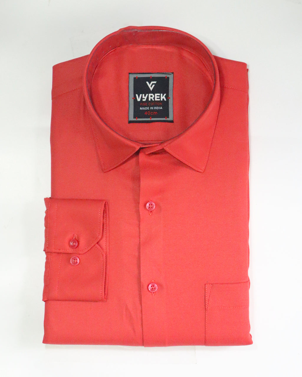 Men's Bold Red Oxford Poly Cotton Formal Shirt